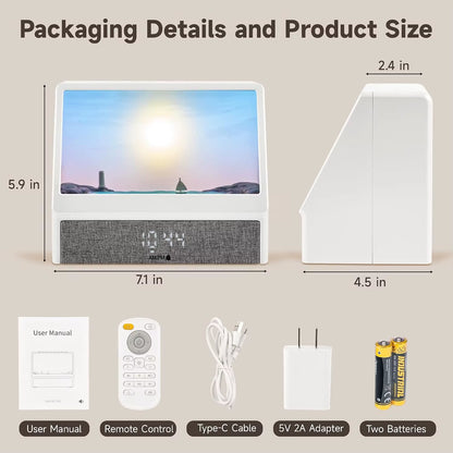 Sunrise Wake up Light Alarm Clock 12 Soothing Sounds Snooze 12/24H Display Power Adapter Gift for Teens Adults Father'S Day