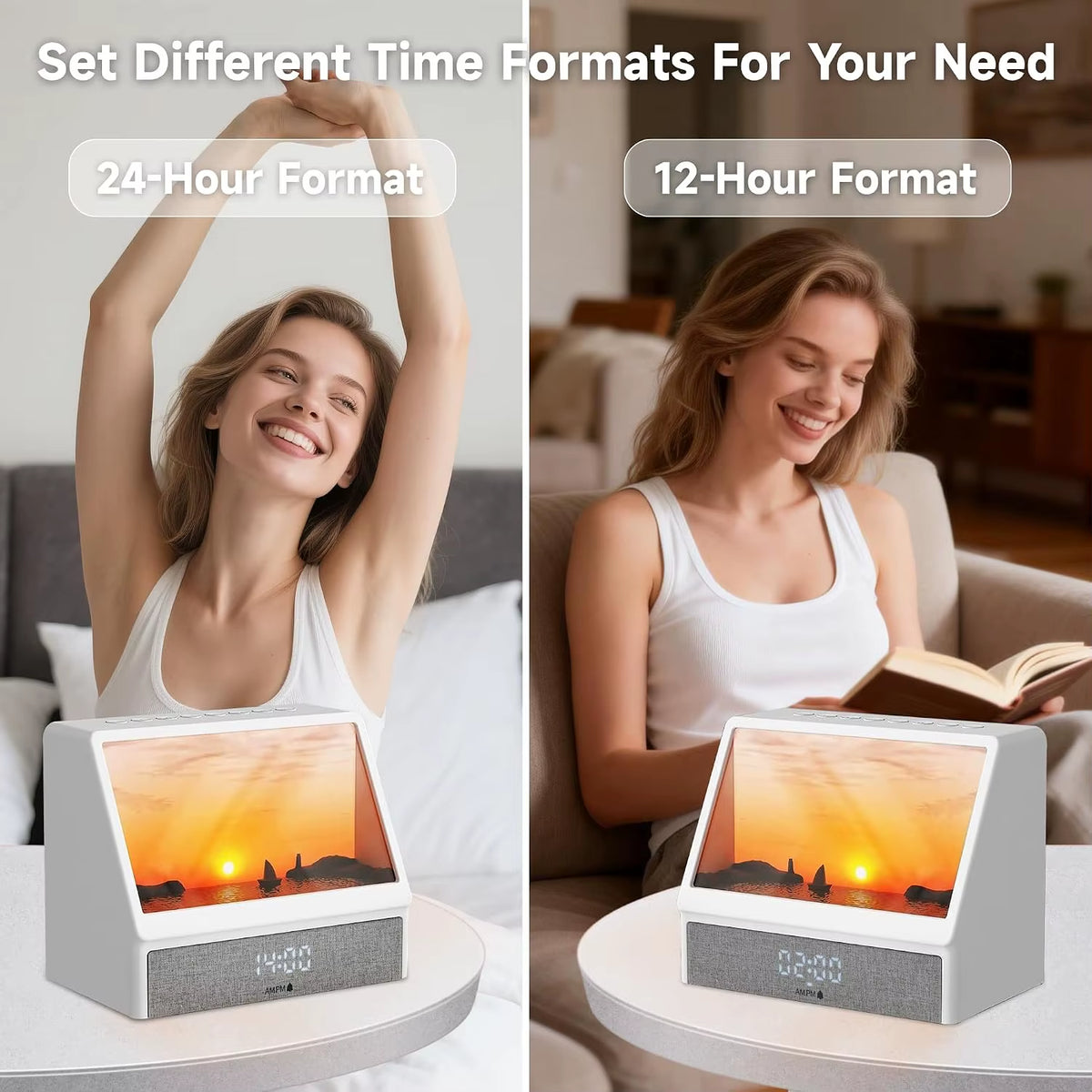 Sunrise Wake up Light Alarm Clock 12 Soothing Sounds Snooze 12/24H Display Power Adapter Gift for Teens Adults Father'S Day