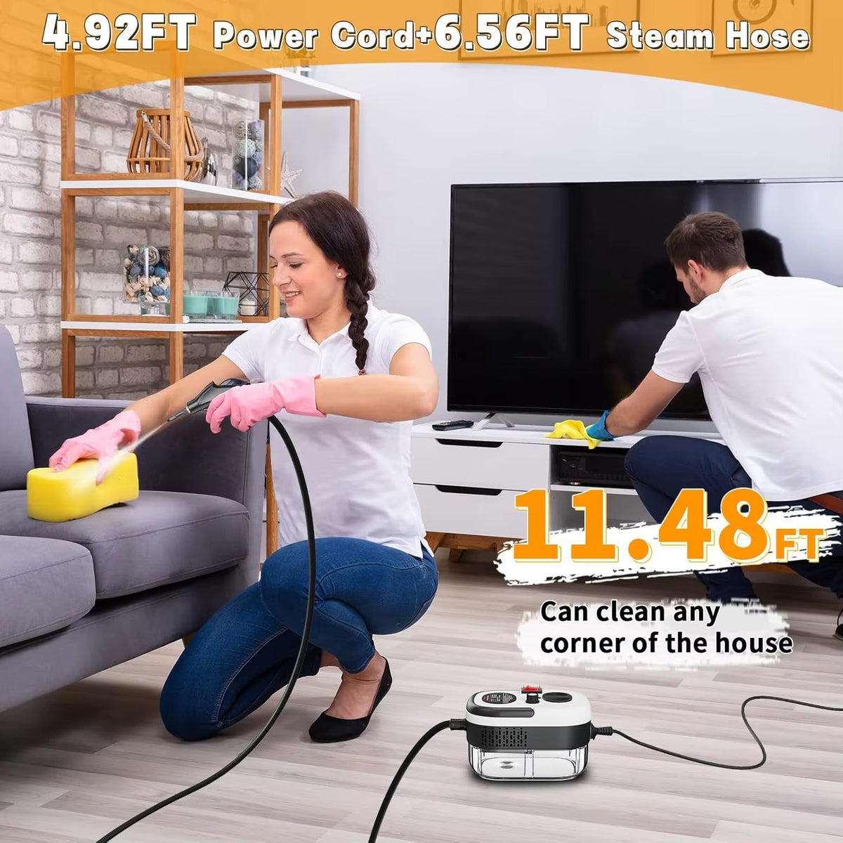 Portable 2500W High Temperature Steam Cleaner Machine with Brush Heads Electric for Cars Households Hotels 220V US Plug
